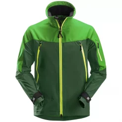 Snickers Workwear Snickers FlexiWork Stretch-Softshelljacke, Apfelgrün/Waldgrün, Herren, Schwarz/gelb