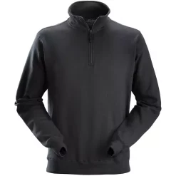 Snickers Workwear Snickers Sweatshirt Mit Kurzem Reißverschluss, Schwarz, Herren